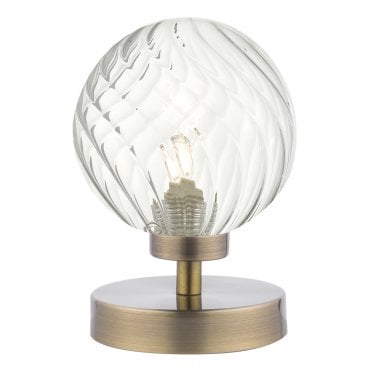 Touch Table Lamp Antique Brass With Twisted Glass