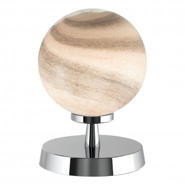 Touch Table Lamp Chrome With Planet Glass