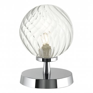 ESBEN Touch Table Lamp Chrome With Twisted Glass