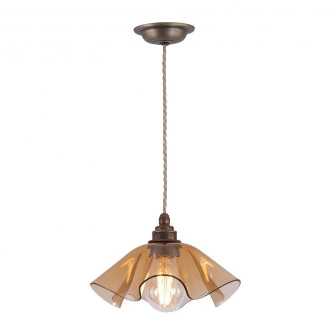 Ethel Pendant - Amber Glass and Antique Brass