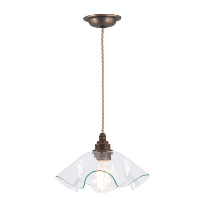 Ethel Pendant - Clear Glass and Antique Brass