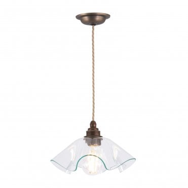 curved glass and antique brass pendant ceiling light