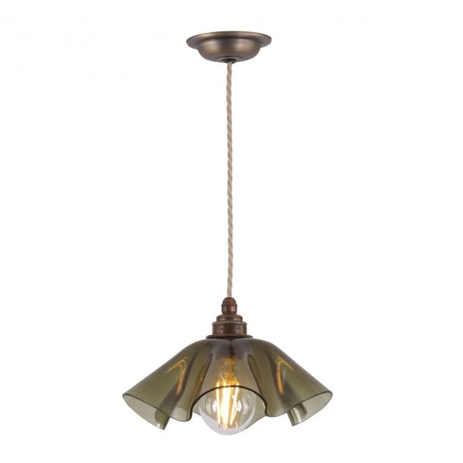 Ethel Pendant - Green Glass and Antique Brass