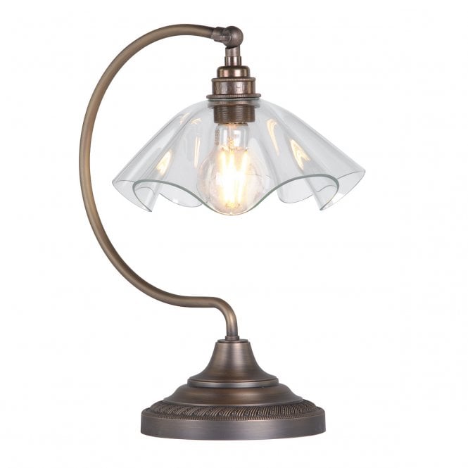 Ethel Table Lamp - Antique Brass and Clear Glass