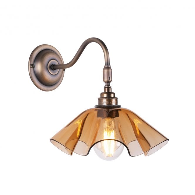 Ethel Wall Light - Amber Glass and Antique Brass