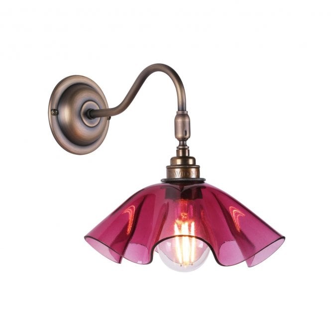 Ethel Wall Light - Pink Glass and Antique Brass