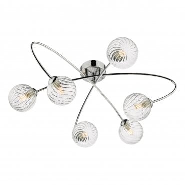 Semi Flush Ceiling Fitting in Polished chrome 6 light