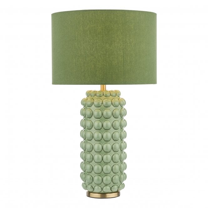 Etzel Decorative Green and Satin Brass With Shade Table Lamp