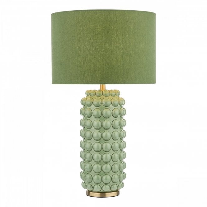 Etzel Decorative Green and Satin Brass With Shade Table Lamp