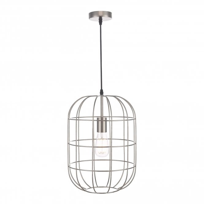 EUDORA Caged Oblong Ceiling Pendant Satin Nickel