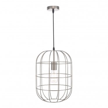 EUDORA Caged Oblong Ceiling Pendant Satin Nickel