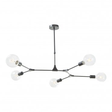 EUPHEMIA Sputnik 5 Light Ceiling Pendant Black