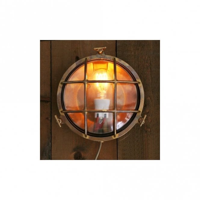 EVANDER - Exterior Marine Bulkhead Wall Light In Antique Brass