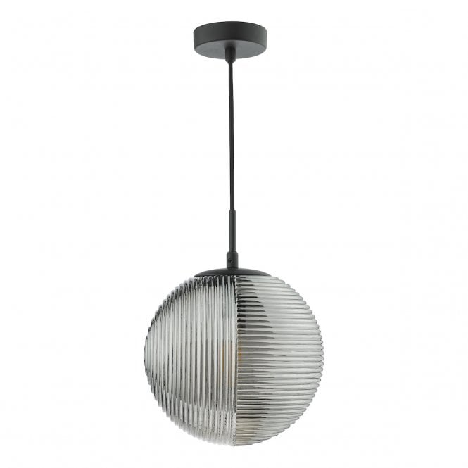 EVANDER Single Ceiling Pendant | Matt Black and Smoked Glass