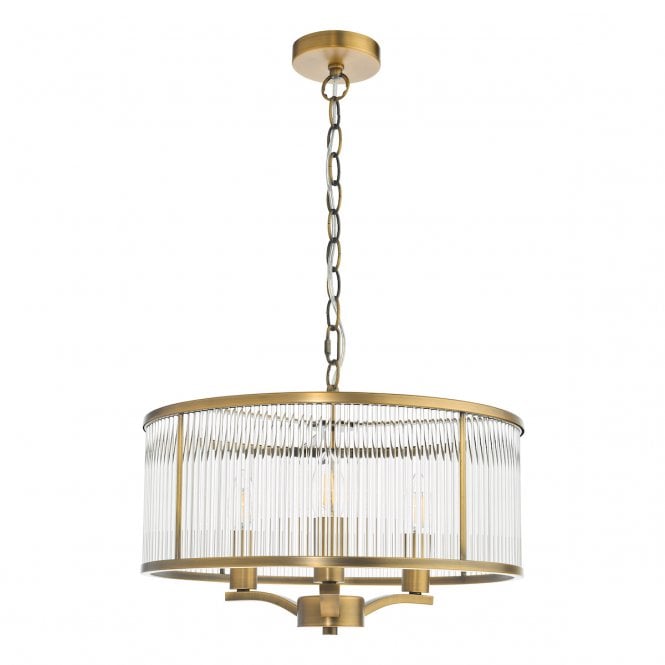 EVELYN 3 Light Ceiling Pendant | Antique Bronze and Glass