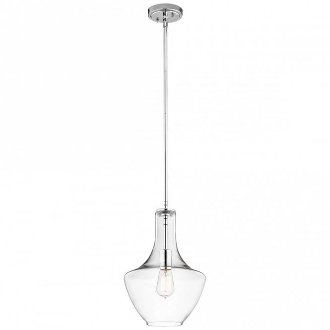 EVERLY Small Elegant Clear Glass Ceiling Pendant Chrome