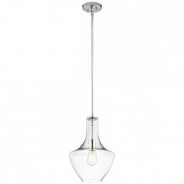 EVERLY Small Elegant Clear Glass Ceiling Pendant Chrome