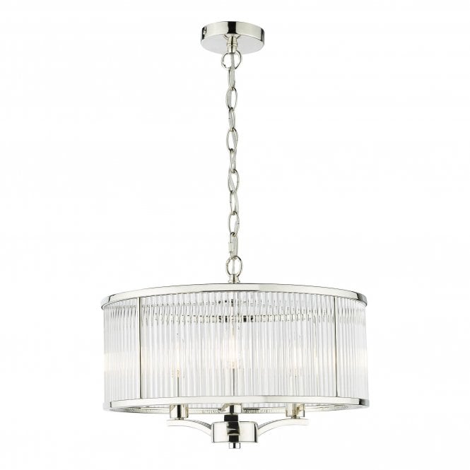 EVEYLN 3 Light Pendant Polished Nickel Glass