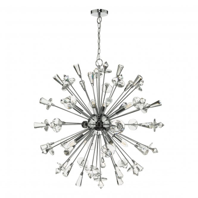 EXODUS 8 Light Hanging Ceiling Pendant Polished Chrome Crystal