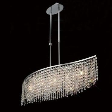 FABIO Dual Mount Ceiling Pendant Waved Bar Chrome Crystal