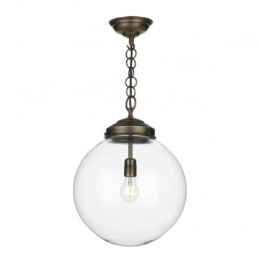 FAIRFAX - Clear Glass Antique Brass Ceiling Pendant