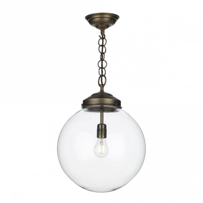 FAIRFAX - Clear Glass Antique Brass Ceiling Pendant