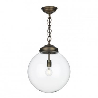 FAIRFAX - Clear Glass Antique Brass Ceiling Pendant
