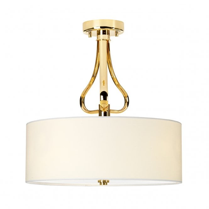 FALMOUTH 3 Light Semi Flush Bathroom Ceiling Light in French Gold