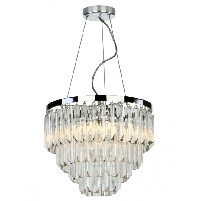 FAME 5 Light Hanging Ceiling Pendant Light Polished Chrome Glass