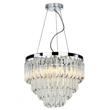 FAME 5 Light Hanging Ceiling Pendant Light Polished Chrome Glass