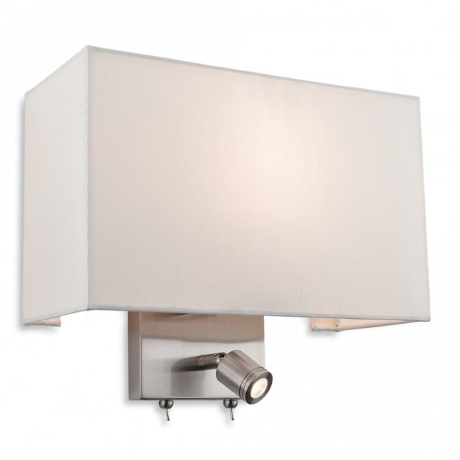 FARGO 2 Light Wall (Switched), Brushed Steel with Cream Shade