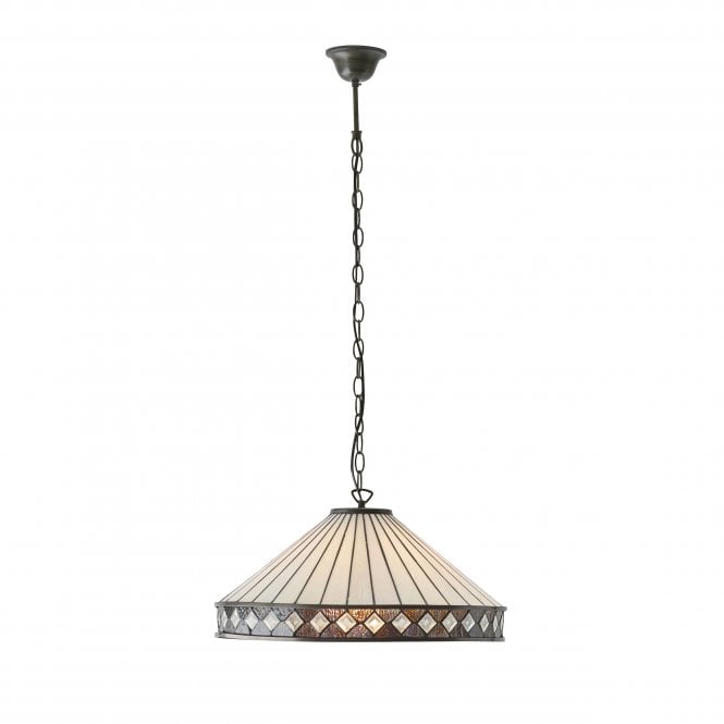 FARGO - Art Deco Tiffany Glass Ceiling Pendant Neutral Colouring