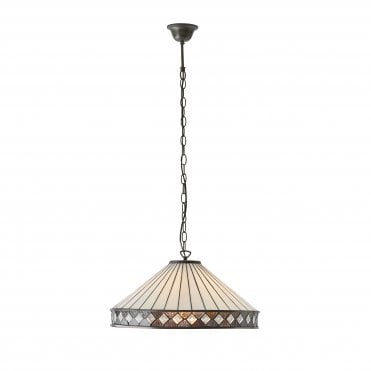 Art Deco Tiffany Glass Ceiling Pendant Neutral Colouring
