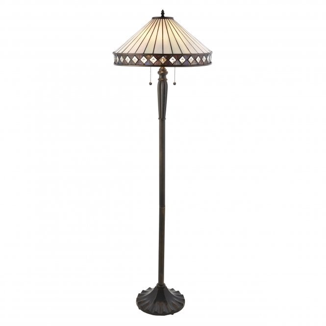 FARGO - Art Deco Tiffany Glass Floor Lamp in Bronze