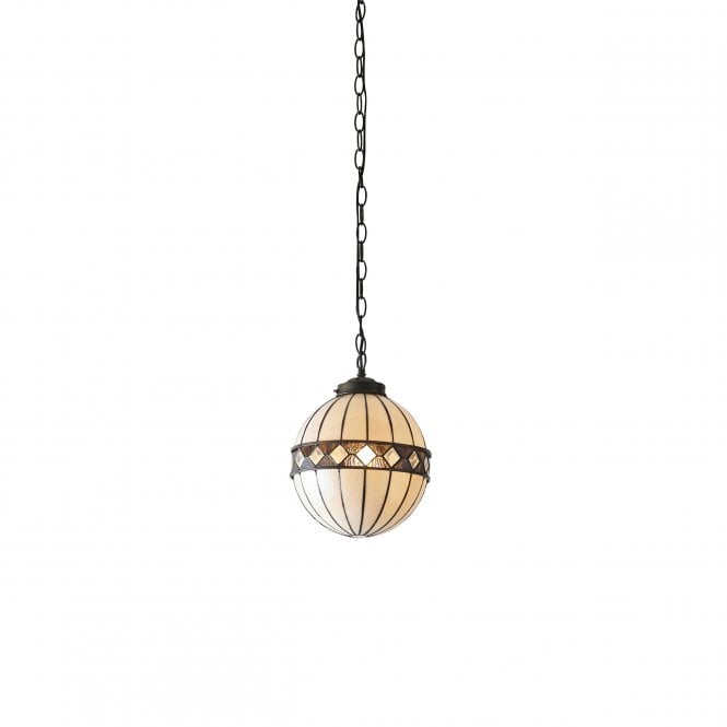 FARGO - Tiffany Glass Globe Ceiling Pendant Small With Bronze