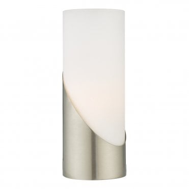 Touch Dimmer Table Lamp In Nickel And Alabaster Effect Glass