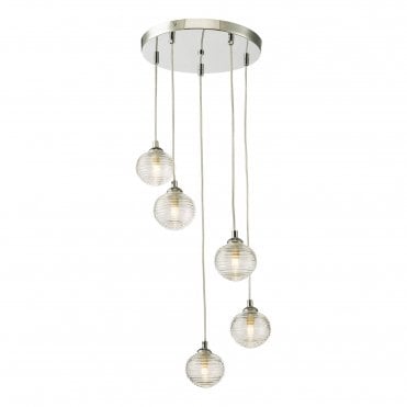 federico 5 light cluster ceiling pendant with ribbed glass shades