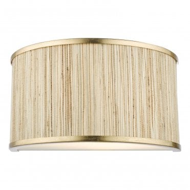 Fenella 2 Light Wall Light in Gold Leaf with Seagrass Shade and Glass Diffuser – Lighting and Lights