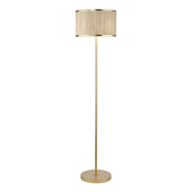 Fenella 3 Light Floor Lamp - Gold Leaf with Seagrass Shade