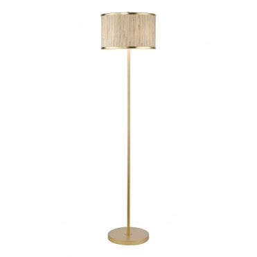 Fenella 3 Light Floor Lamp with Seagrass Shade and Gold Leaf Finish – Lighting and Lights UK
