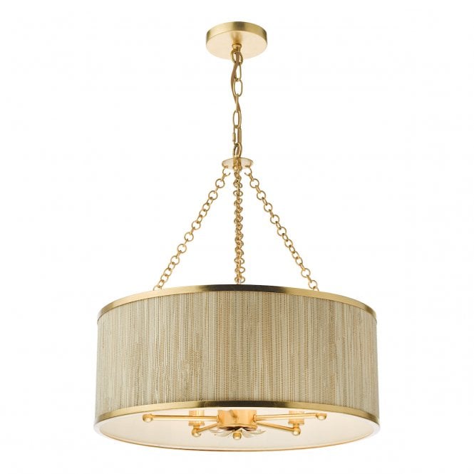 Fenella 5 Light Ceiling Pendant - Gold Leaf with Seagrass Shade