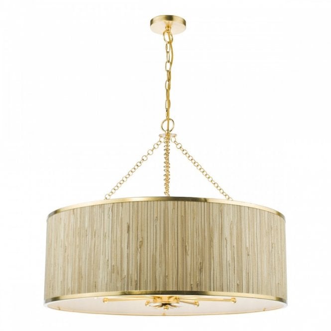 Fenella 8 Light Ceiling Pendant - Gold Leaf with Seagrass Shade