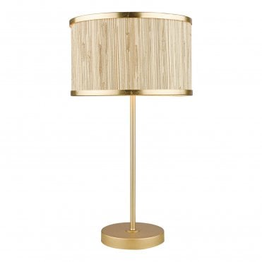 Fenella Table Lamp with Seagrass Gold Leaf Drum and Glass Diffuser – LightingandLights.co.uk