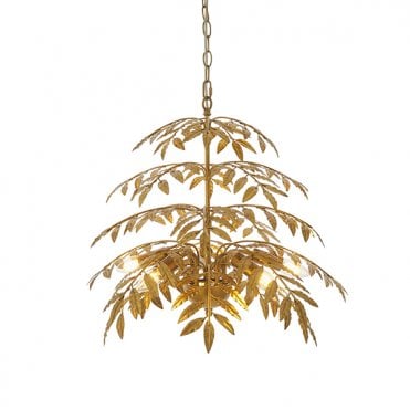 FERN Layered Leaf Chandelier In Gold