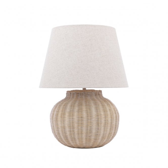 Fernhill Table Lamp - Matte Cream with Natural Linen Shade