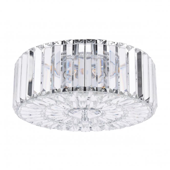 Fernhurst 3 Light Flush Ceiling Light Crystal & Polished Chrome