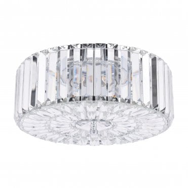 Laura Ashley FERNHURST 3 Light Flush Crystal & Polished Chrome switched off