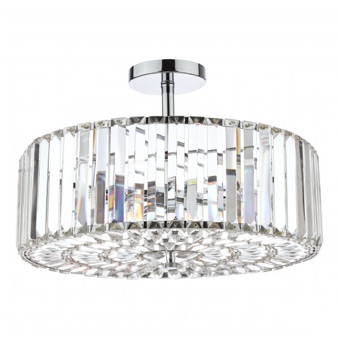 Fernhurst 4 Light Semi-Flush Ceiling Light Crystal & Polished Chrome