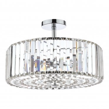 Fernhurst 4 Light Semi-Flush Ceiling Light Crystal & Polished Chrome