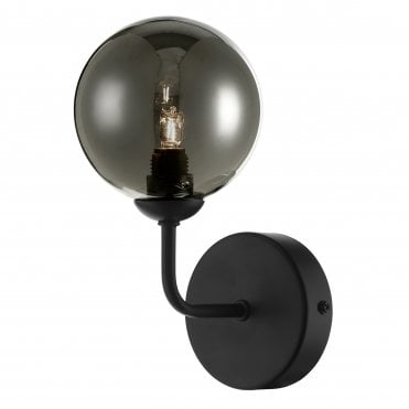 1 Light Wall Light Matt Black Smoked Glass